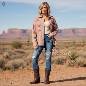 Fantastic fawn washed mauve oversized shacket M L